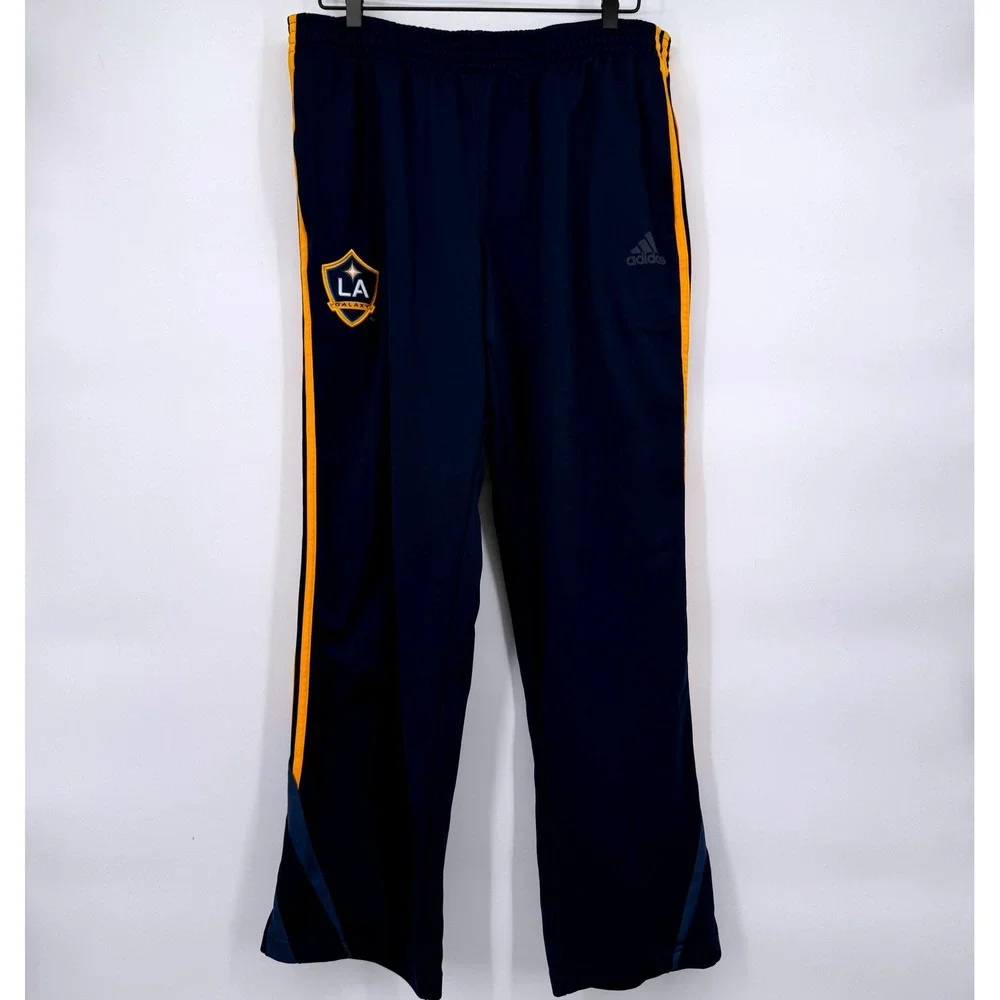 Adidas Track Pants Mens XL LA Galaxy Soccer Navy Blue Yellow Athletic Joggers